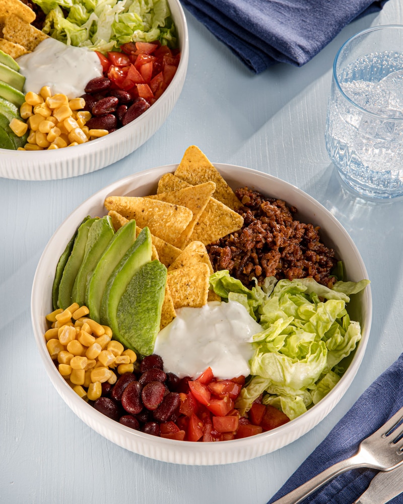 Dieses Bild zeigt die fertige Taco Bowl.