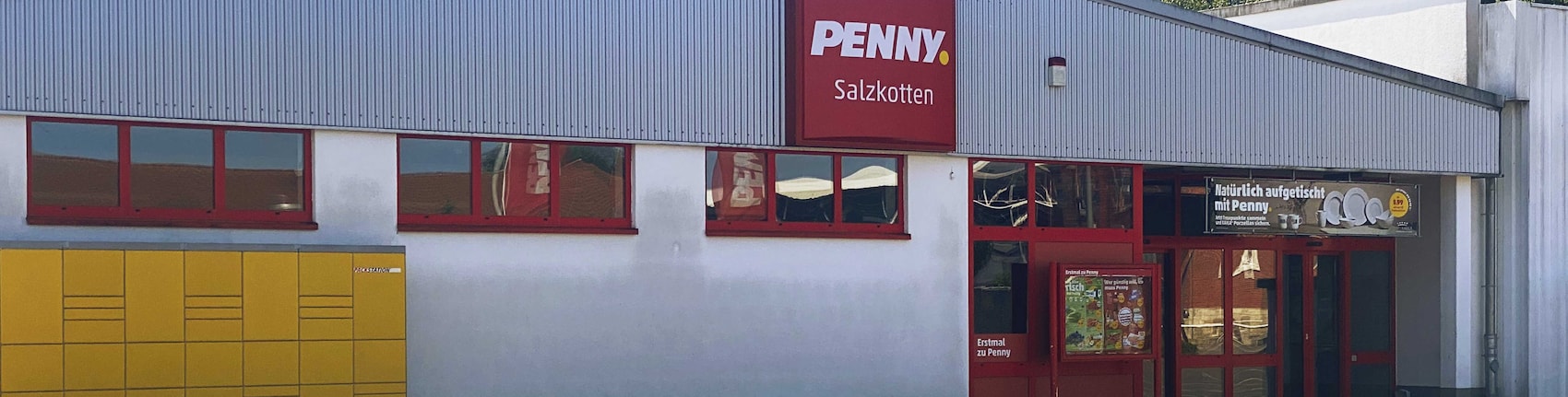 Sie sehen den Eingang vom Penny Markt in Salzkotten, Geseker Str. 21B