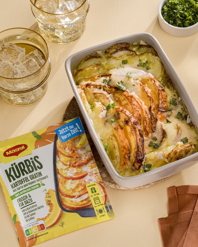 Kürbis-Kartoffel-Gratin aus der Heißluftfritteuse