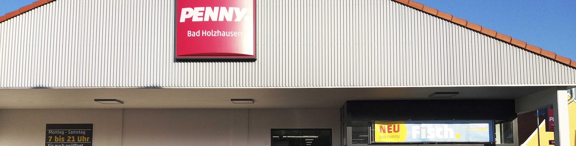 Sie sehen den Eingang vom Penny Markt in Preußisch Oldendorf, Berliner Str. 25