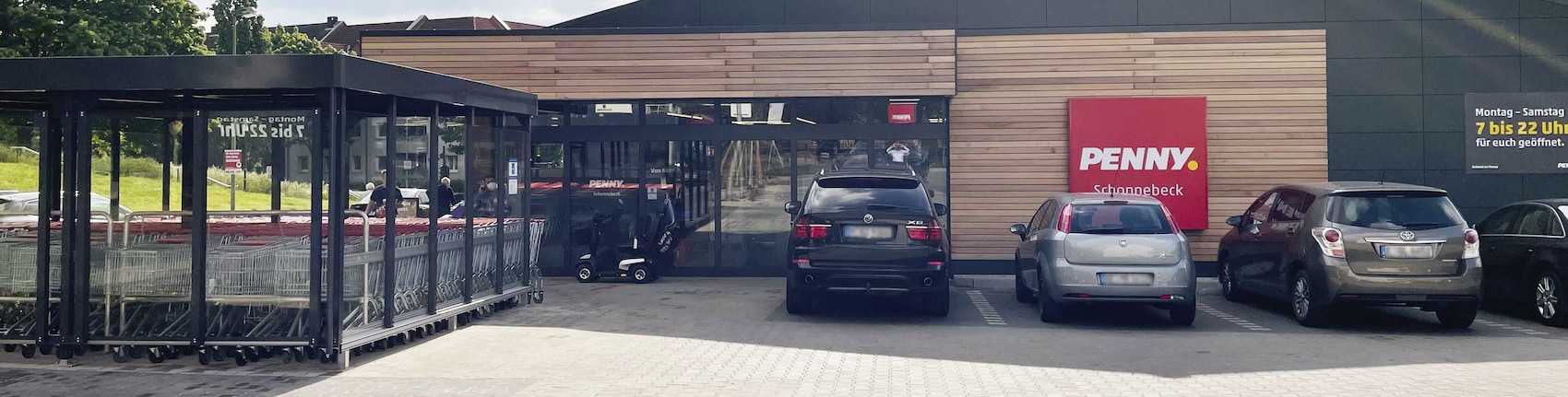 Sie sehen den Eingang vom Penny Markt in Essen - Schonnebeck, Dornbuschhegge 1 