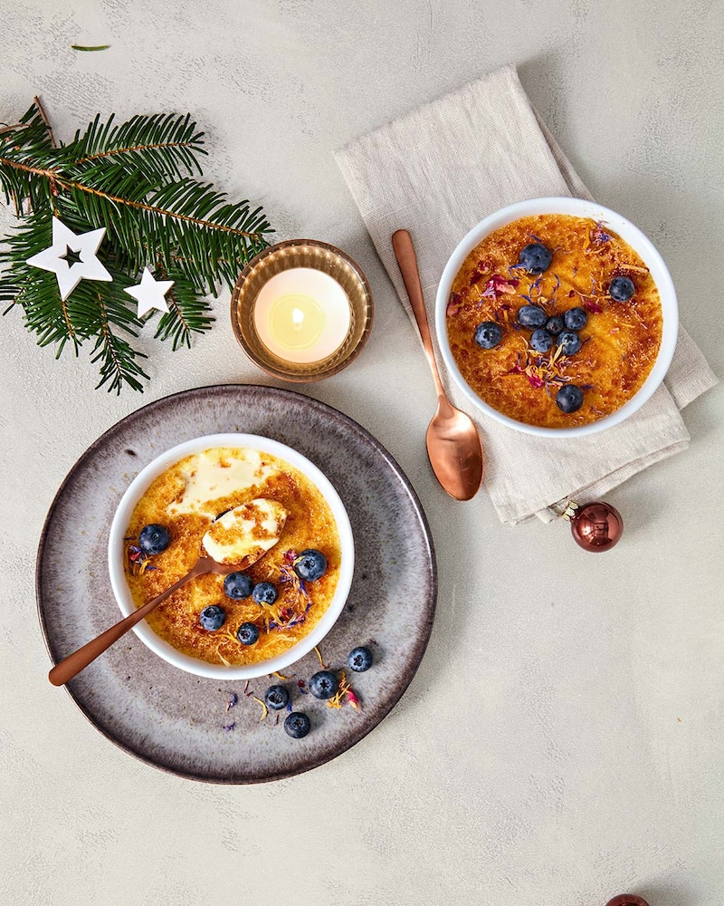 Dieses Bild zeigt die fertige Crème Brûlée.