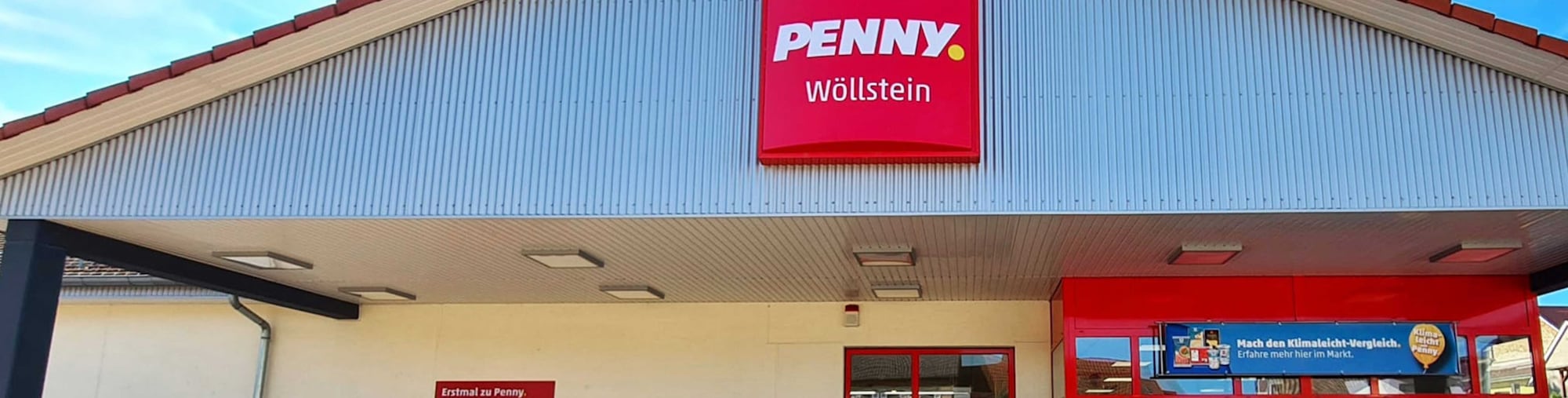 Sie sehen den Eingang vom Penny Markt in Kiedrich, Sonnenlandstr. 48