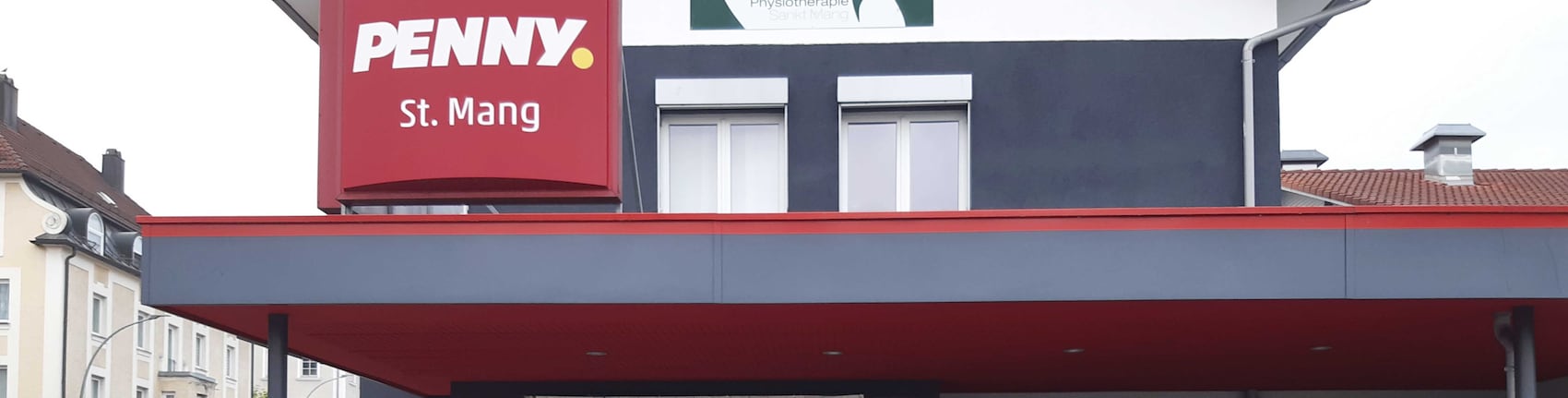 Sie sehen den Eingang vom Penny Markt in Kempten/St. Mang, Duracher Str. 45