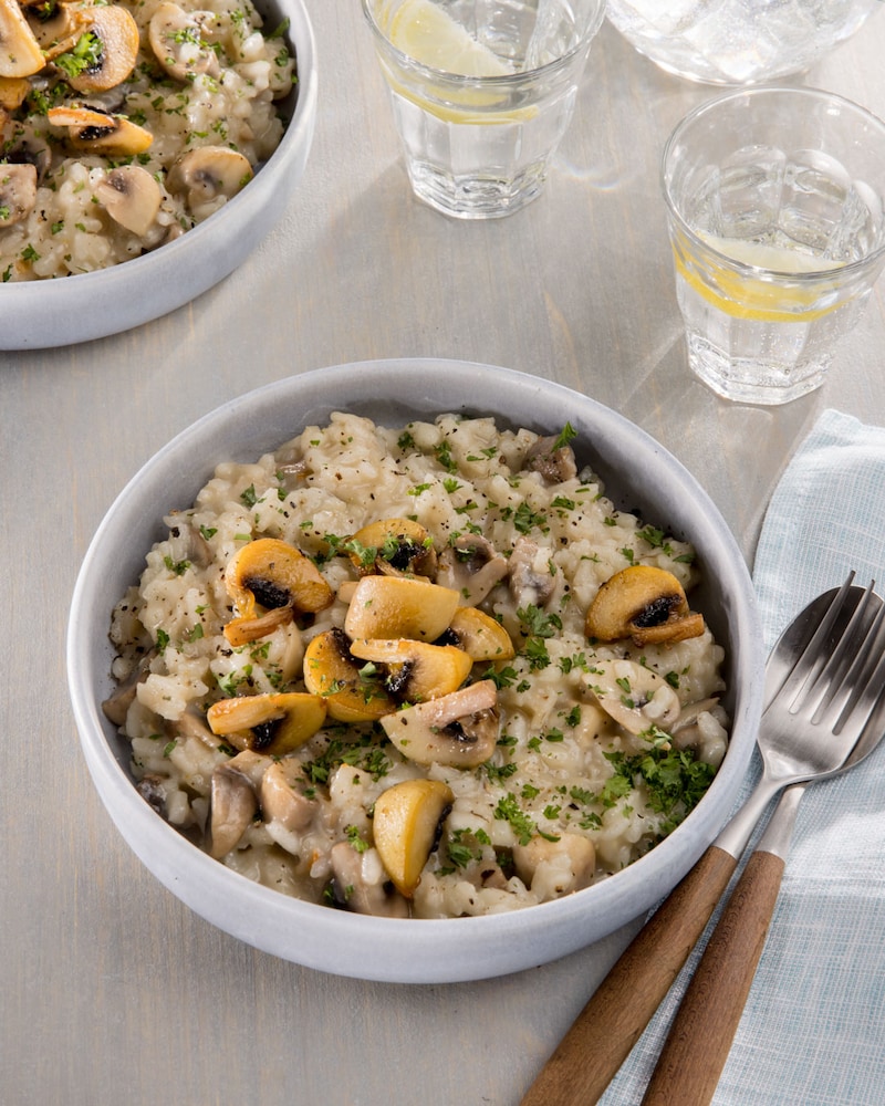 Dieses Bild zeigt, das fertige Champignon-Risotto.