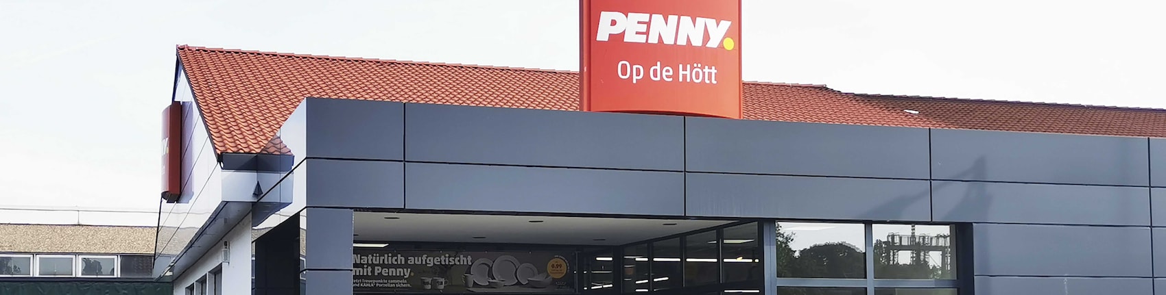 Sie sehen den Eingang vom Penny Markt in Troisdorf – Friedr.-Wilh-Hütte Mendener Str. 21