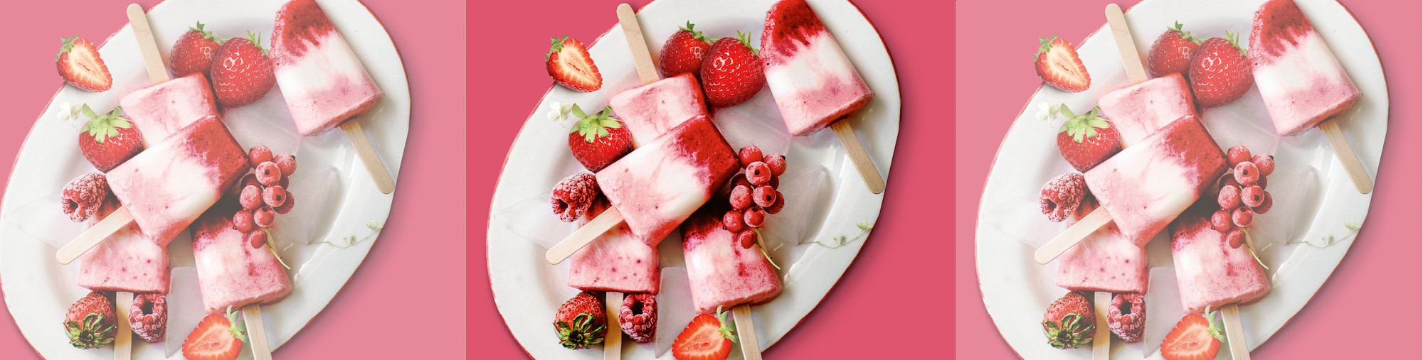 Erdbeer-Joghurt-Eis am Stiel