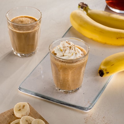 Dieses Bild zeigt unseren Kaffee-Bananen-Smoothie.