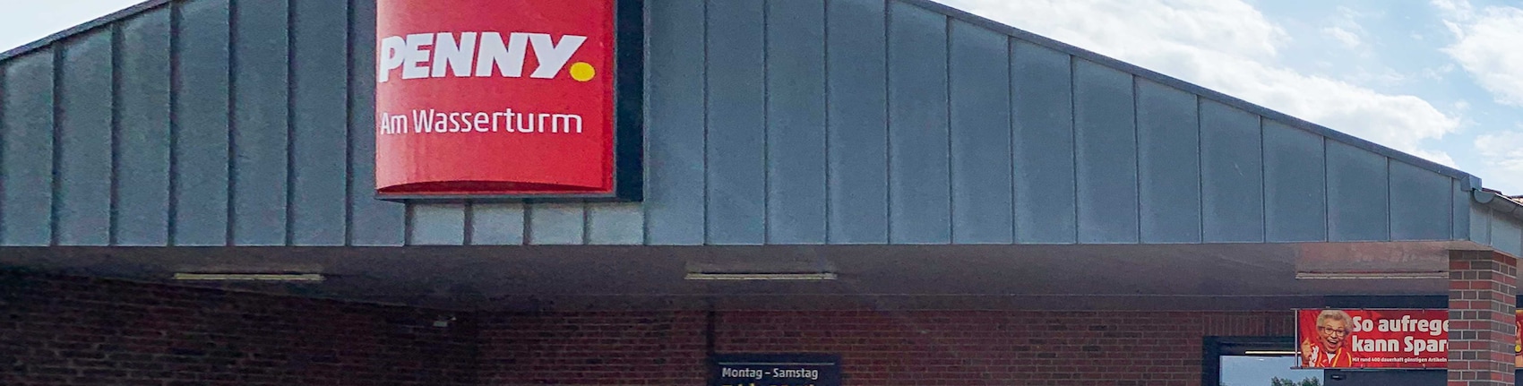 sie sehen den Eingang vom Penny Markt in Neumünster Gutenbergstraße 47
