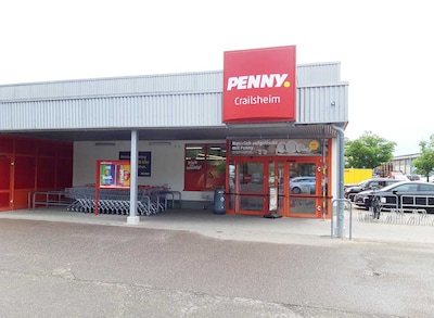 Sie sehen den Eingang vom Penny Markt in Crailsheim Werner-von-Siemens-Str. 1
