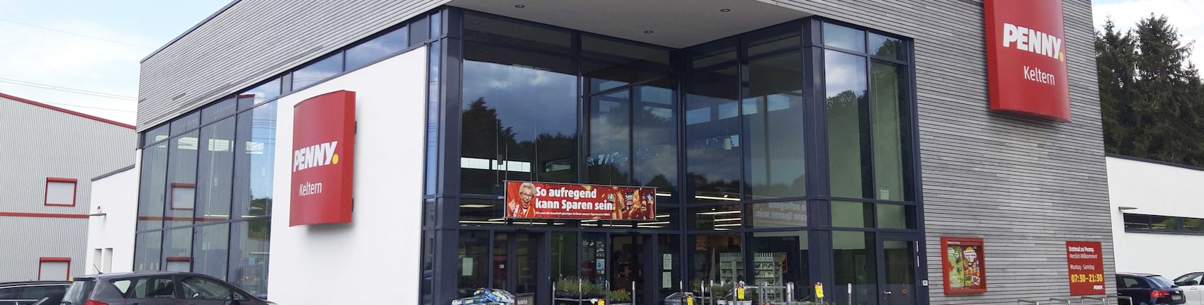 Sie sehen den Eingang vom Penny Markt in Keltern, Industriestr. 2