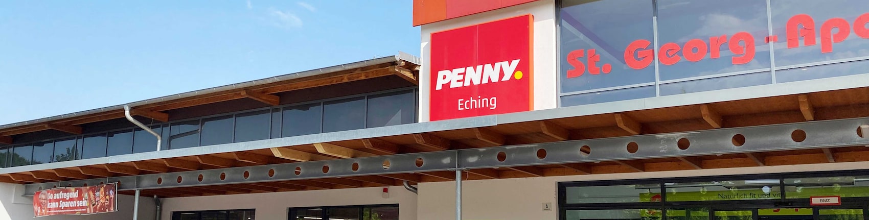 Sie sehen den Eingang vom Penny Markt in Eching Schlesierstr. 6