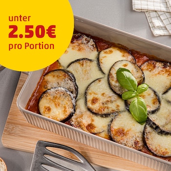 Dieses Bild zeigt den fertigen Auberginenauflauf.