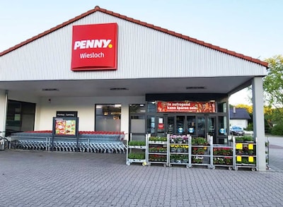 Sie sehen den Eingang vom Penny Markt in Wiesloch Schlossstr. 55