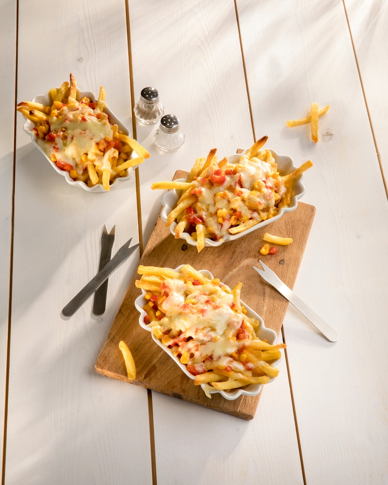 Auf diesem Bild siehst du unsere Überbackenen Chili-Pommes.