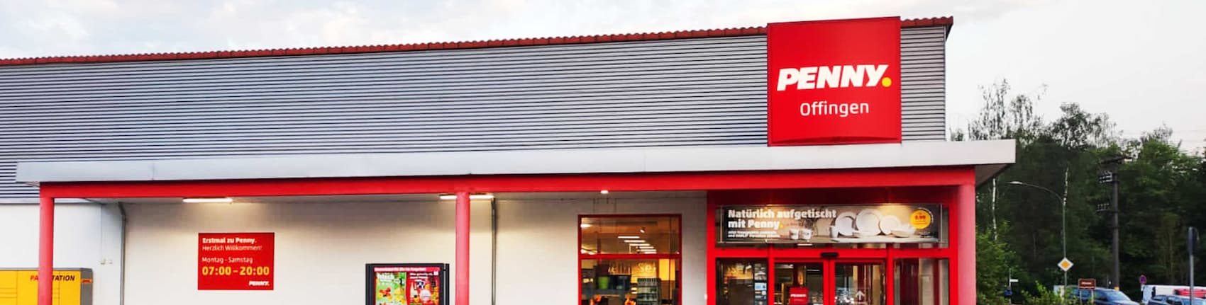Sie sehen den Eingang vom Penny Markt in Offingen Bahnhofstr. 26