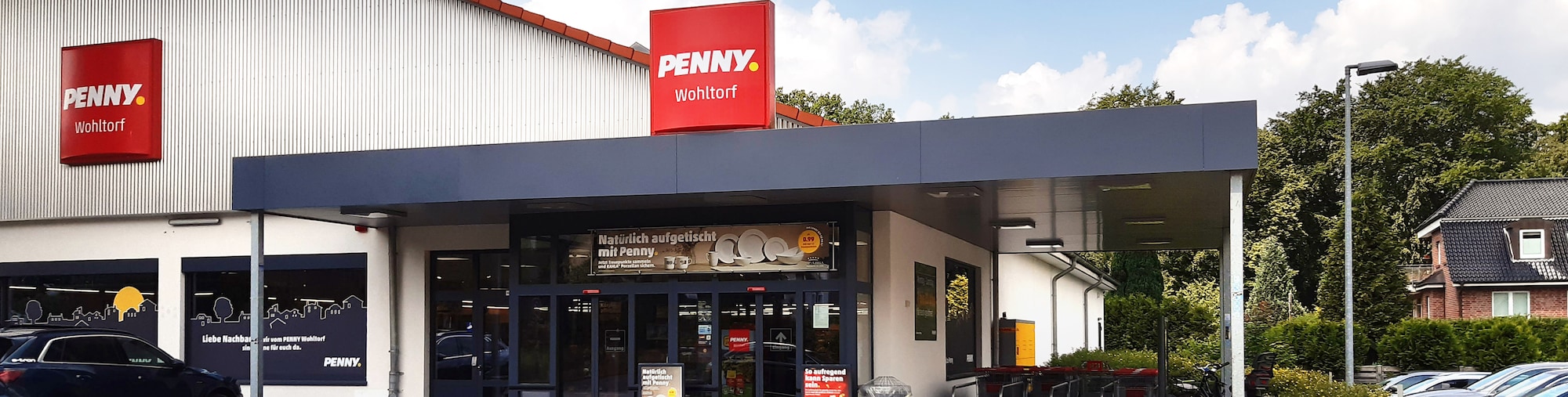 Sie sehen den Eingang vom Penny Markt in Wohltorf, Große Straße 34