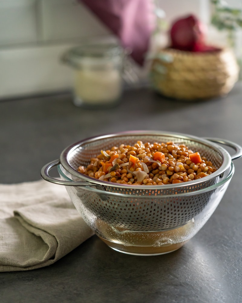 Dieses Bild zeigt die fertige Linsensuppe.