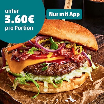 Dieses Bild zeigt unseren Burger mit Biergemüse.