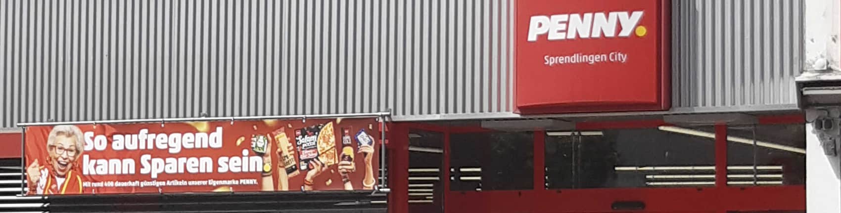 Sie sehen den Eingang vom Penny Markt in Dreieich/Sprendlingen, Frankfurter Strasse 4-6