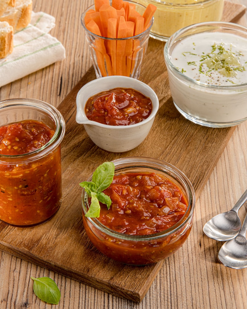 Dieses Bild zeigt den gegrillten Tomatendip.