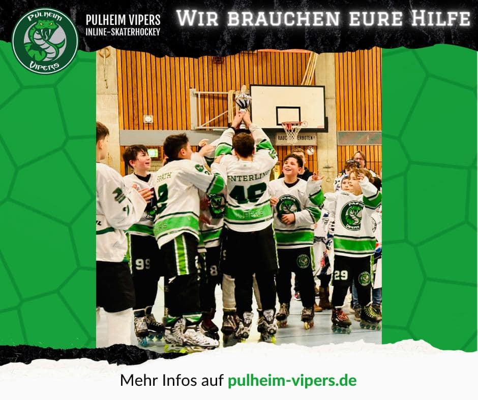Vereinslogo und Bild der jubelnden Mannschaft mit Pokal