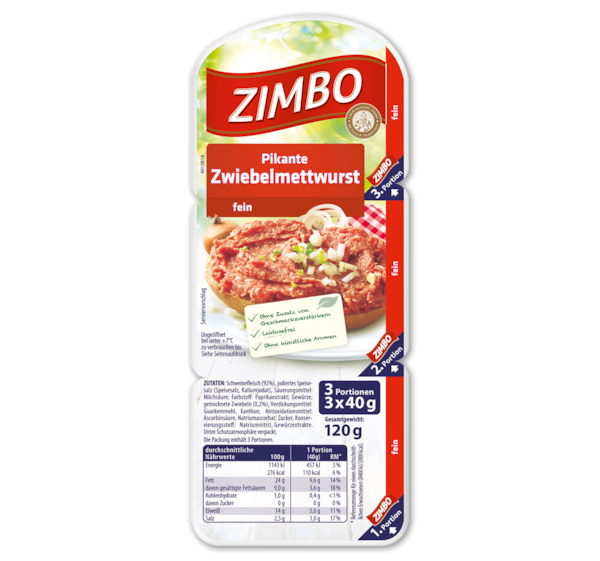 ZIMBO Schinken Zwiebelmettwurst 1.29²