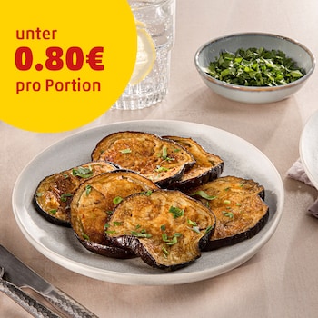 Dieses Bild zeigt, die fertige Aubergine aus der Heißluftfritteuse.