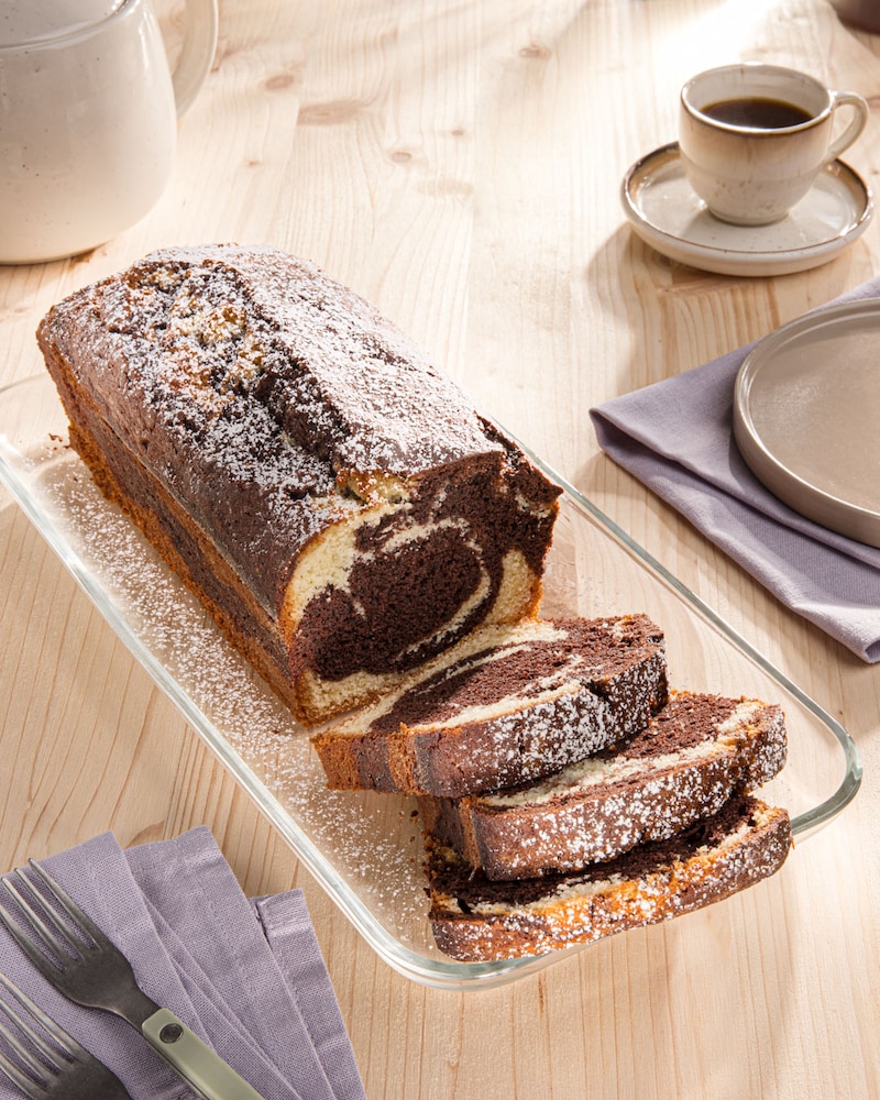 Dieses Bild zeigt den fertigen Marmorkuchen.