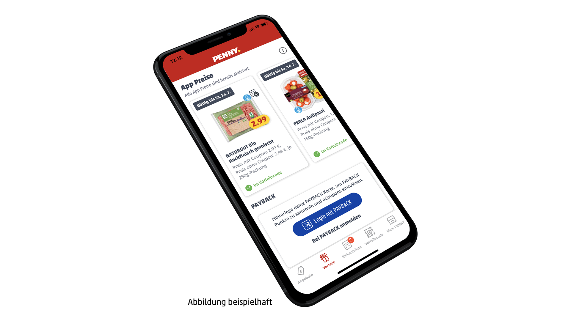 Die PENNY App ist auf einem Smartphone geöffnet.