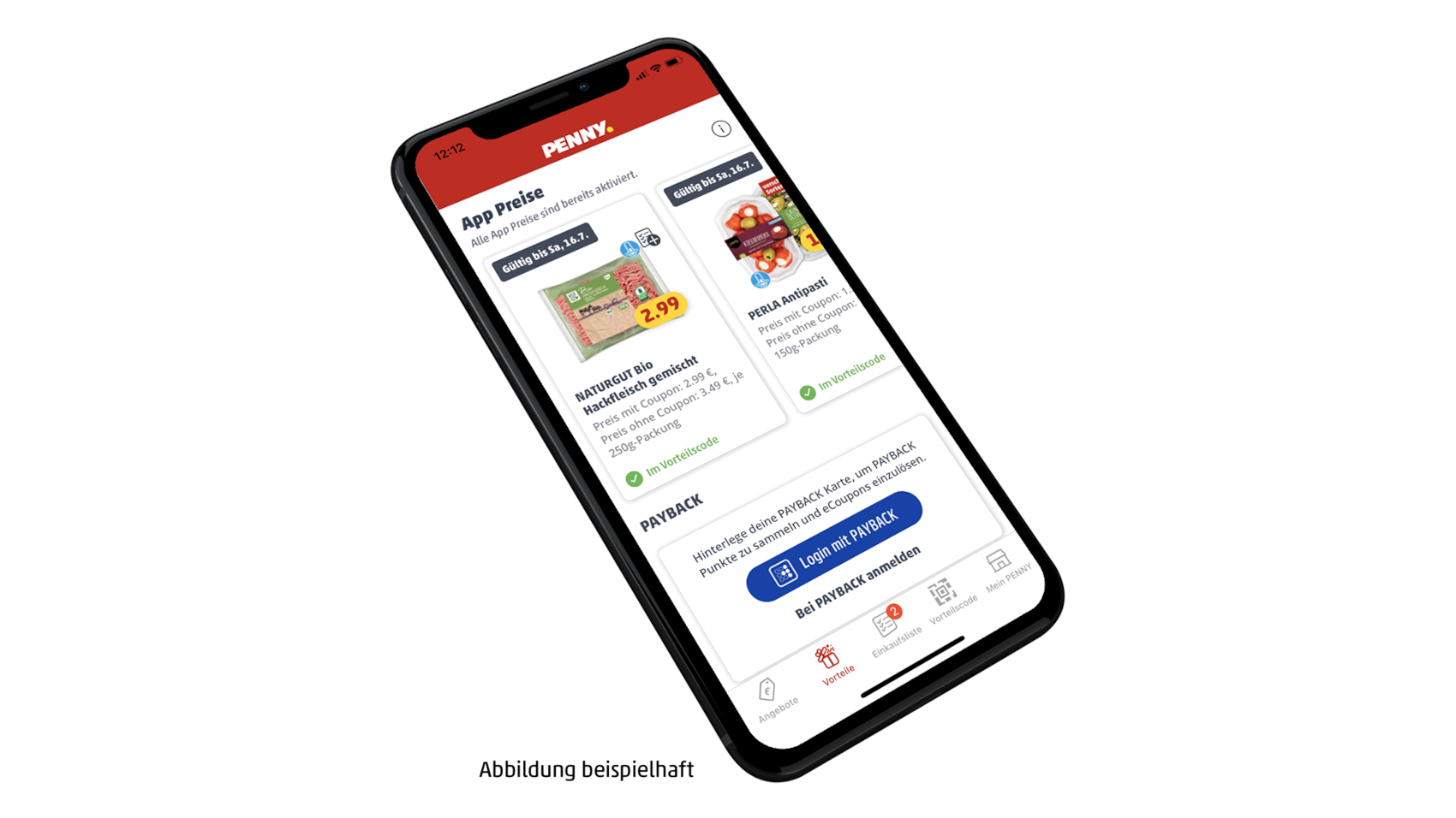 Die PENNY App ist auf einem Smartphone geöffnet.
