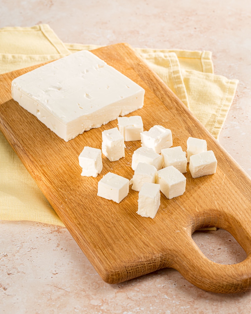 Dieses Bild zeigt den gewürfelten Feta.