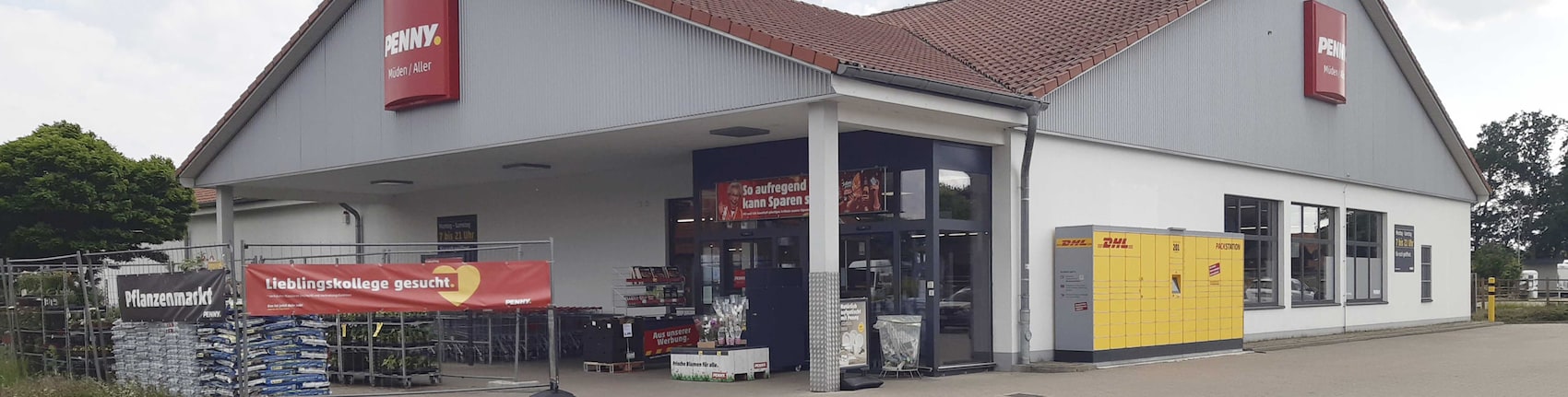 Sie sehen den Eingang vom Penny Markt in Mueden (Aller), Gifhorner Strasse 6