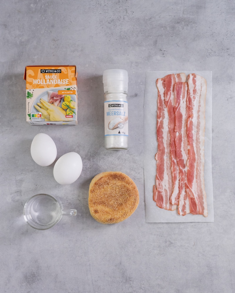 Dieses Bild zeigt die Zutaten für die Eggs Benedict.