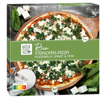 NATURGUT Bio Steinofenpizza Mozzarella, Spinat & Feta