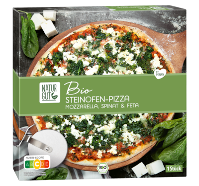 NATURGUT Bio Steinofenpizza Mozzarella, Spinat & Feta