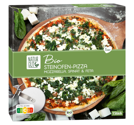 NATURGUT Bio Steinofenpizza Mozzarella, Spinat & Feta