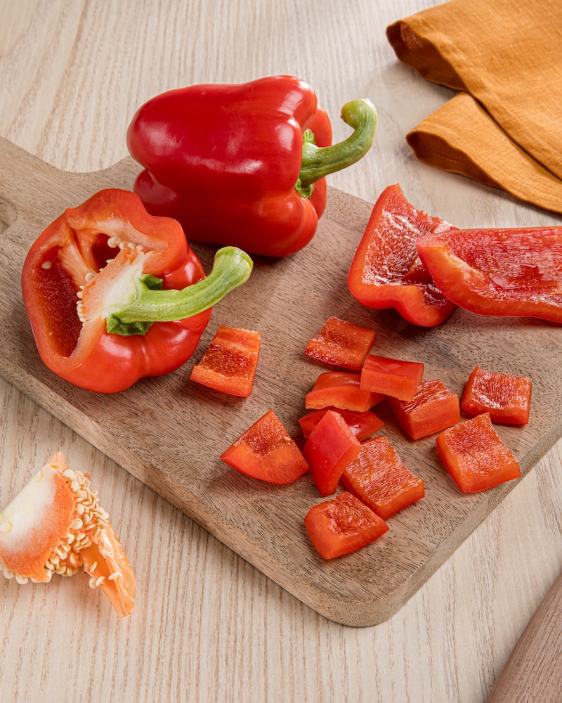 Dieses Bild zeigt geschnittene Paprika.