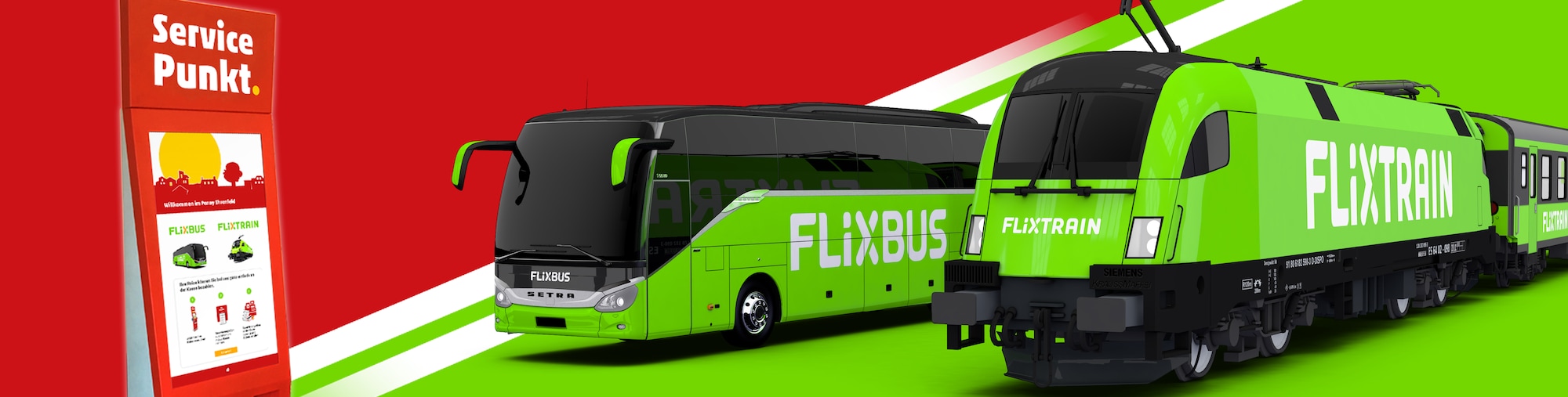 Penny Service Punkt und FlixBus und FlixTrain
