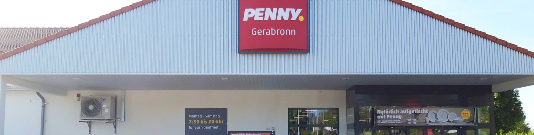 Sie sehen den Eingang vom Penny Markt in Gerabronn Narzissenweg 4