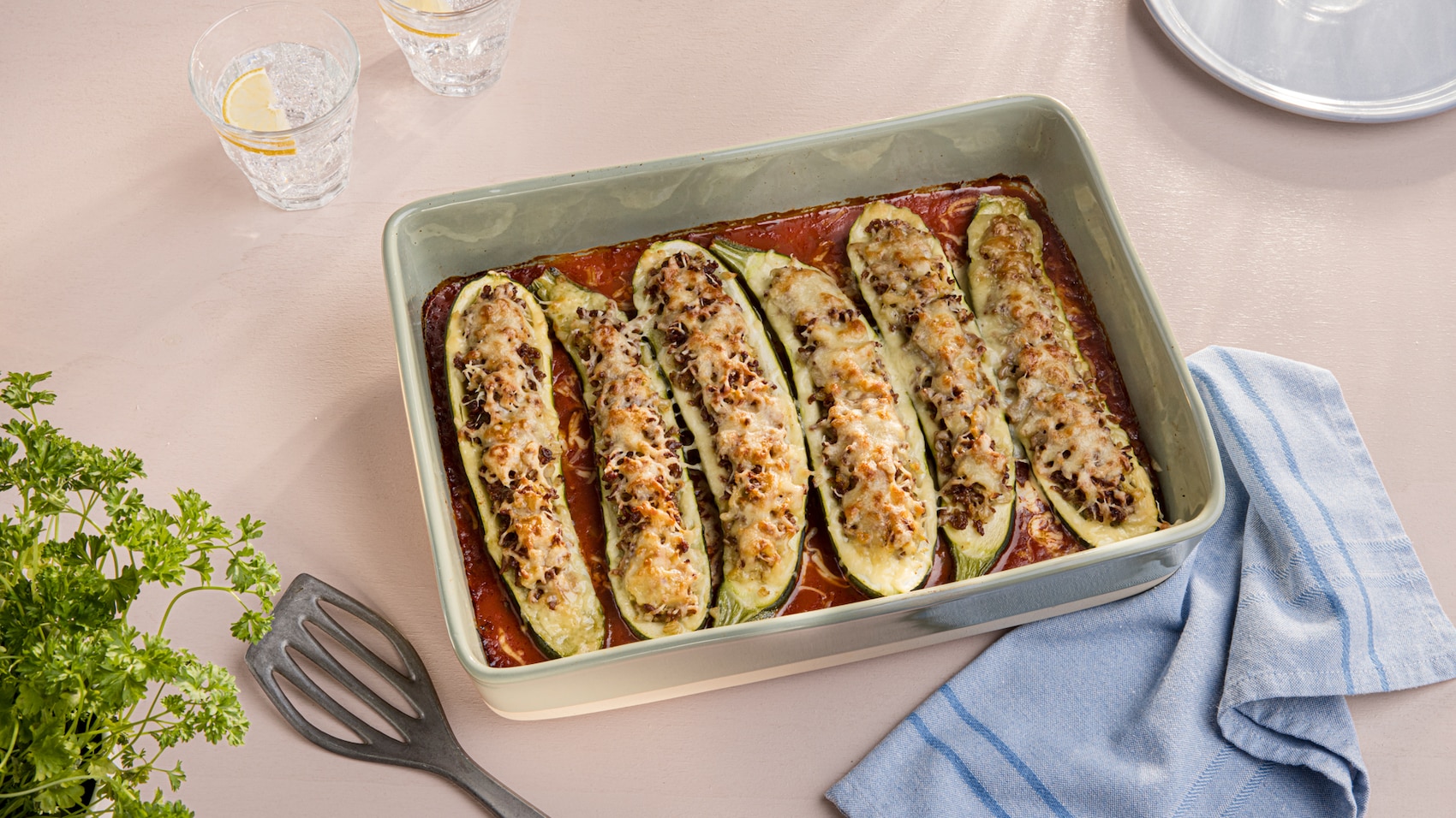 Das Bild zeigt die fertigen Zucchini.