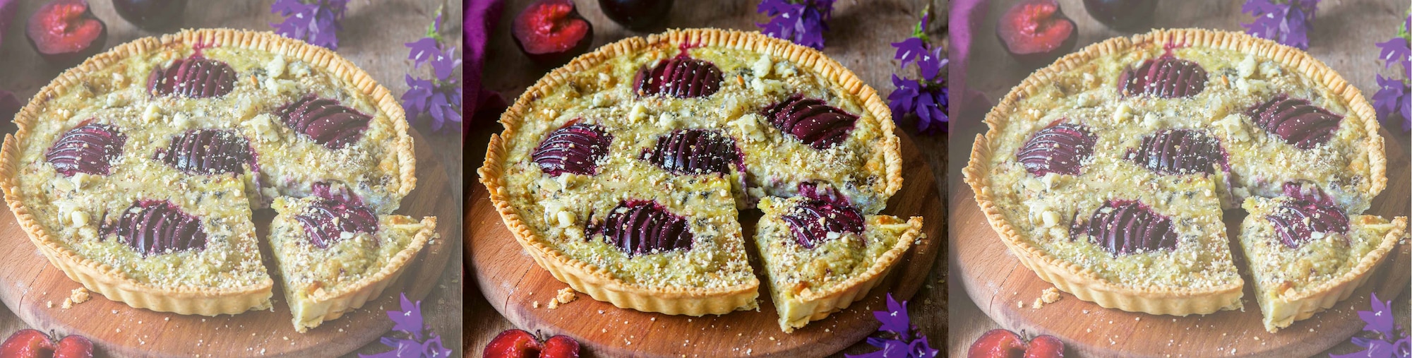 Dieses Bild zeigt den fertigen Pflaumen-Walnuss-Pie.