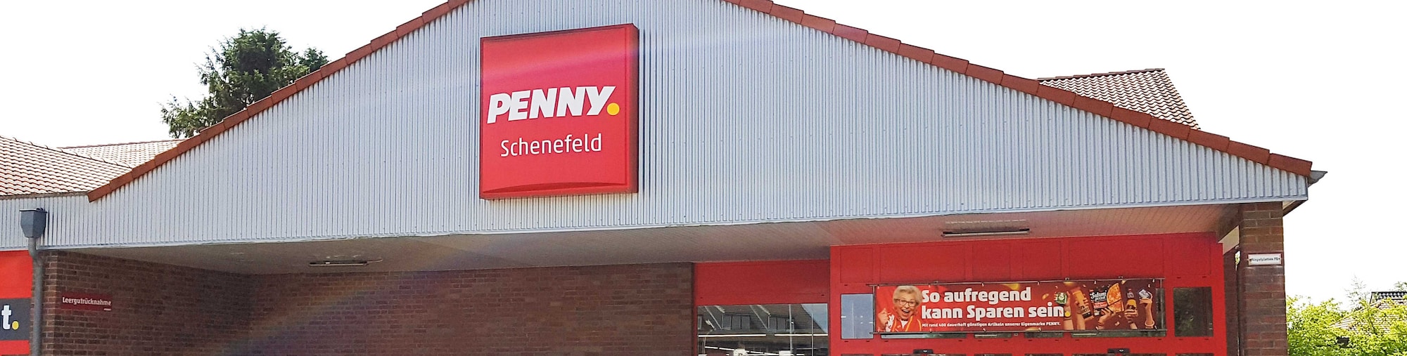 sie sehen den Eingang vom Penny Markt in Schenefeld Am Bahnhof 1 – 3