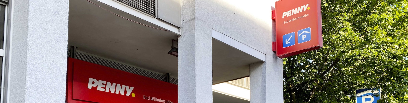 Sie sehen den Eingang vom Penny Markt in Kassel/Wilhelmshoehe, Rolandstr. 1 B