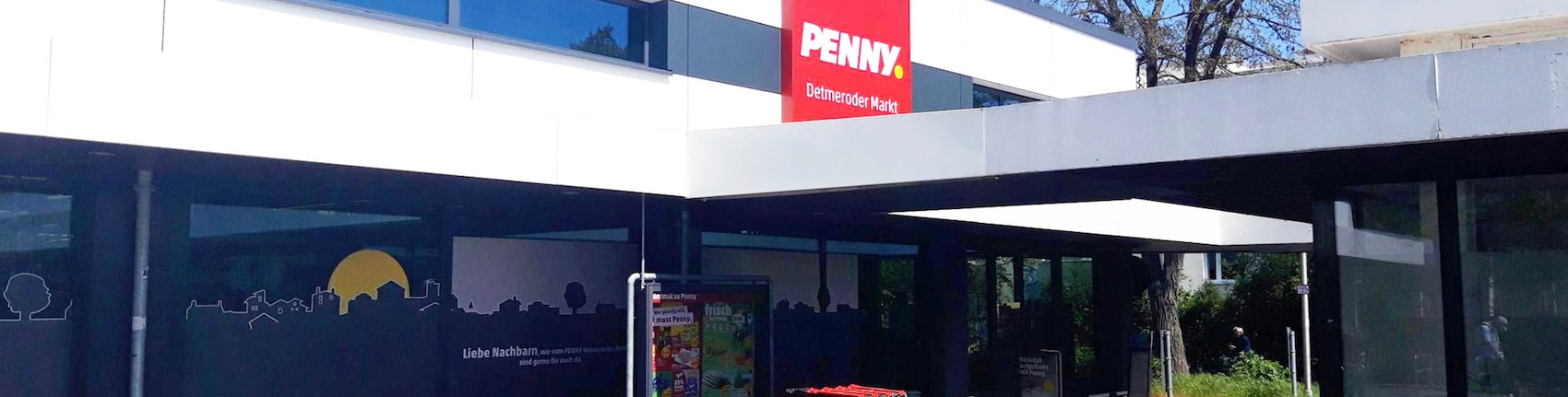 Sie sehen den Eingang vom Penny Markt in Wolfsburg, Detmeroder Markt 1 – 3
