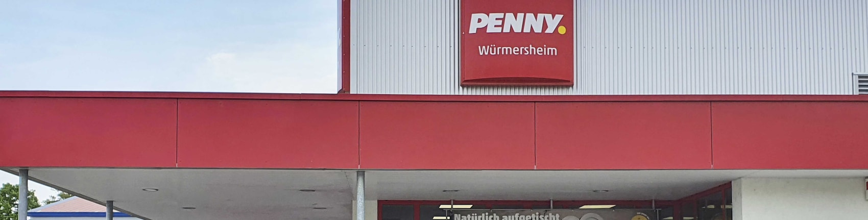 Sie sehen den Eingang vom Penny Markt in Durmersheim-Würmersheim, Robert-Bosch-Str. 6