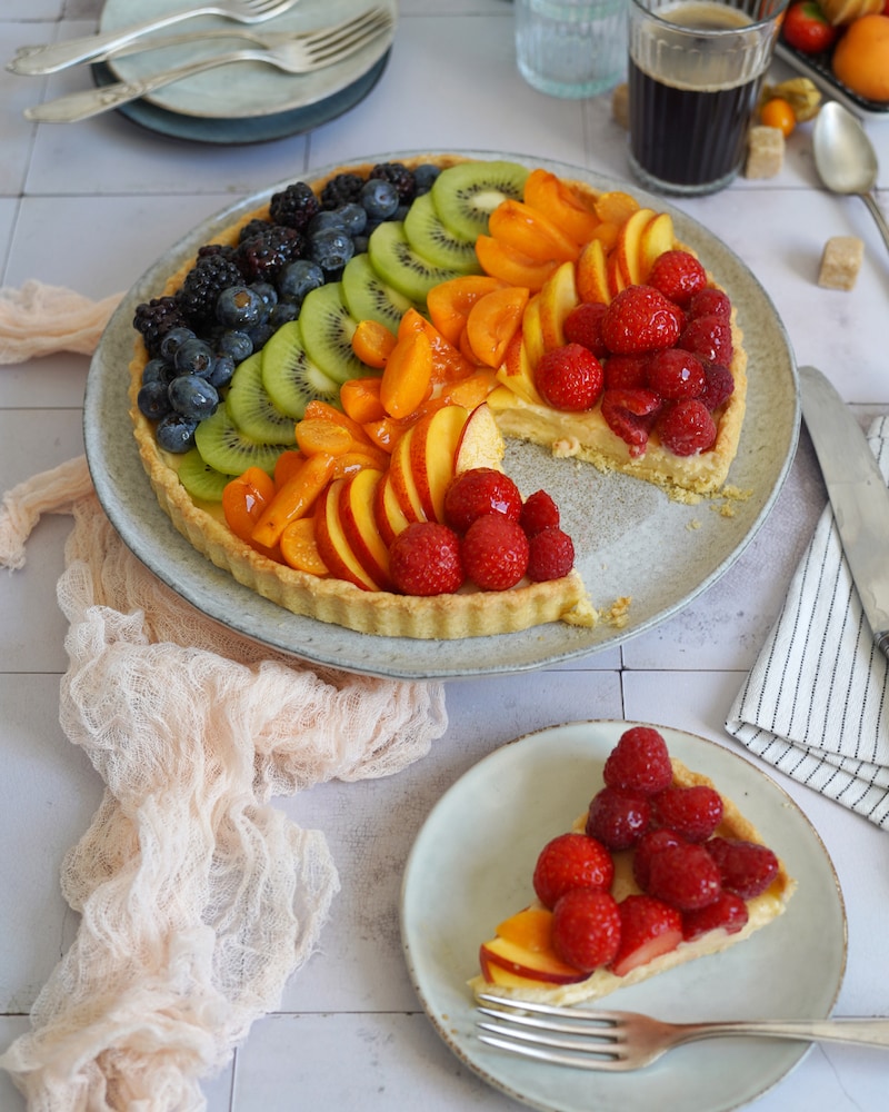 Dieses Bild zeigt die fertige Obsttarte.