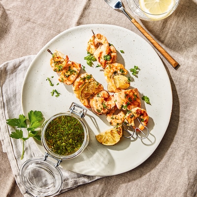 Frutti di Mare Spiesse mit Garnelen und Lachsfilet