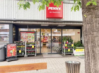 sie sehen den Eingang vom Penny Markt in Kaarst Maubishof 46 