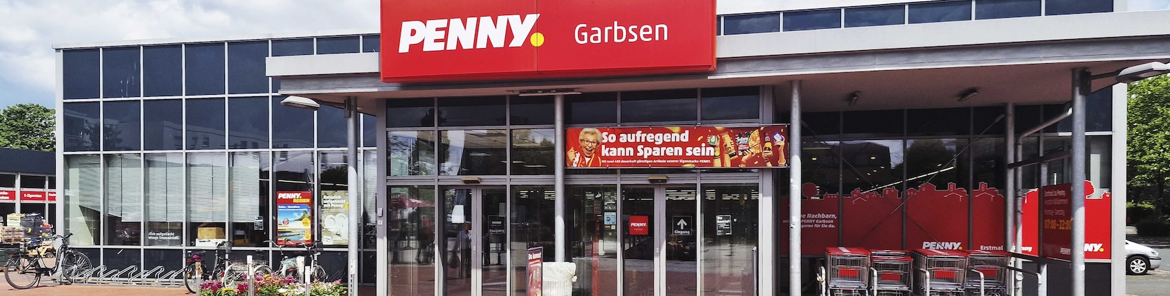 Sie sehen den Eingang vom Penny Markt in Garbsen, Orionhof 8